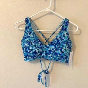 Athleta Triangle Bikini Top NWT in Dark Lapis Blue Print, size Large